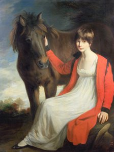 Portrait de Mlle Emily Beauchamp avec son poney